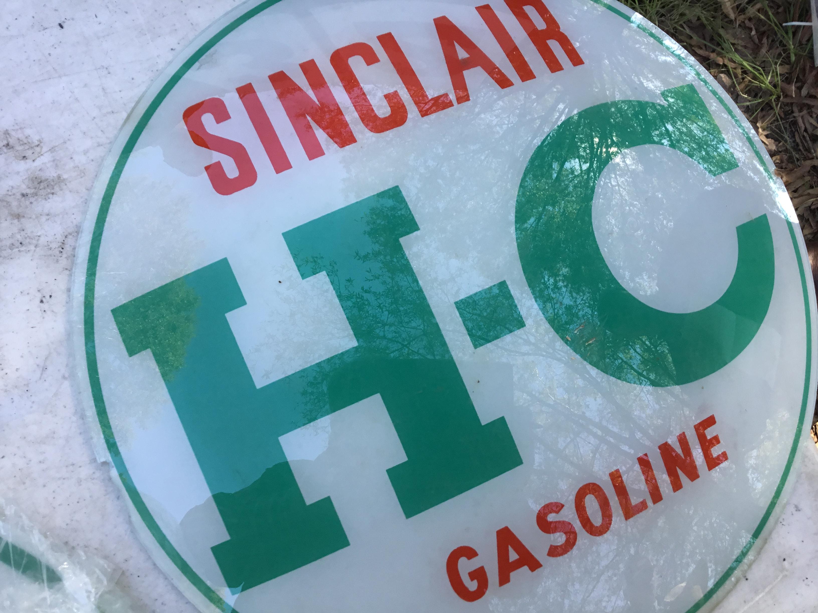 Set of 3 replacement globe fronts for gas pump; 2-Sinclair Power-X gasoline, 1-Sinclair H-C gasoline