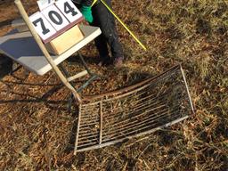 Old wheat cutter w/ basket, basket - 45" x 25", handle - 52"