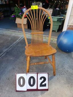 Oak straight chair - 39"h , seat 19" x 17"