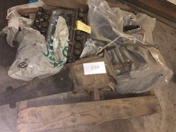 Pallet of engine block, heads, and transmission