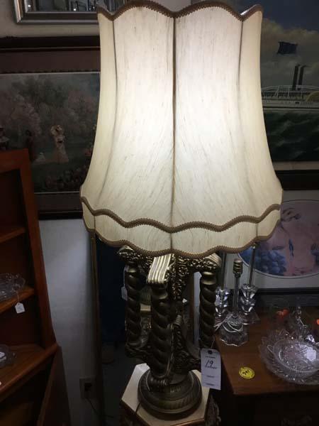 Ornate Gold 1970's Sculpturite Signed Lamp; 43" tall