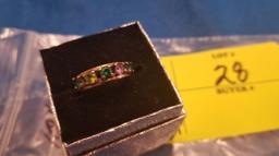Estate Jewelry:  10K Mother's Ring w/imitation birthstones; Size: 7.0