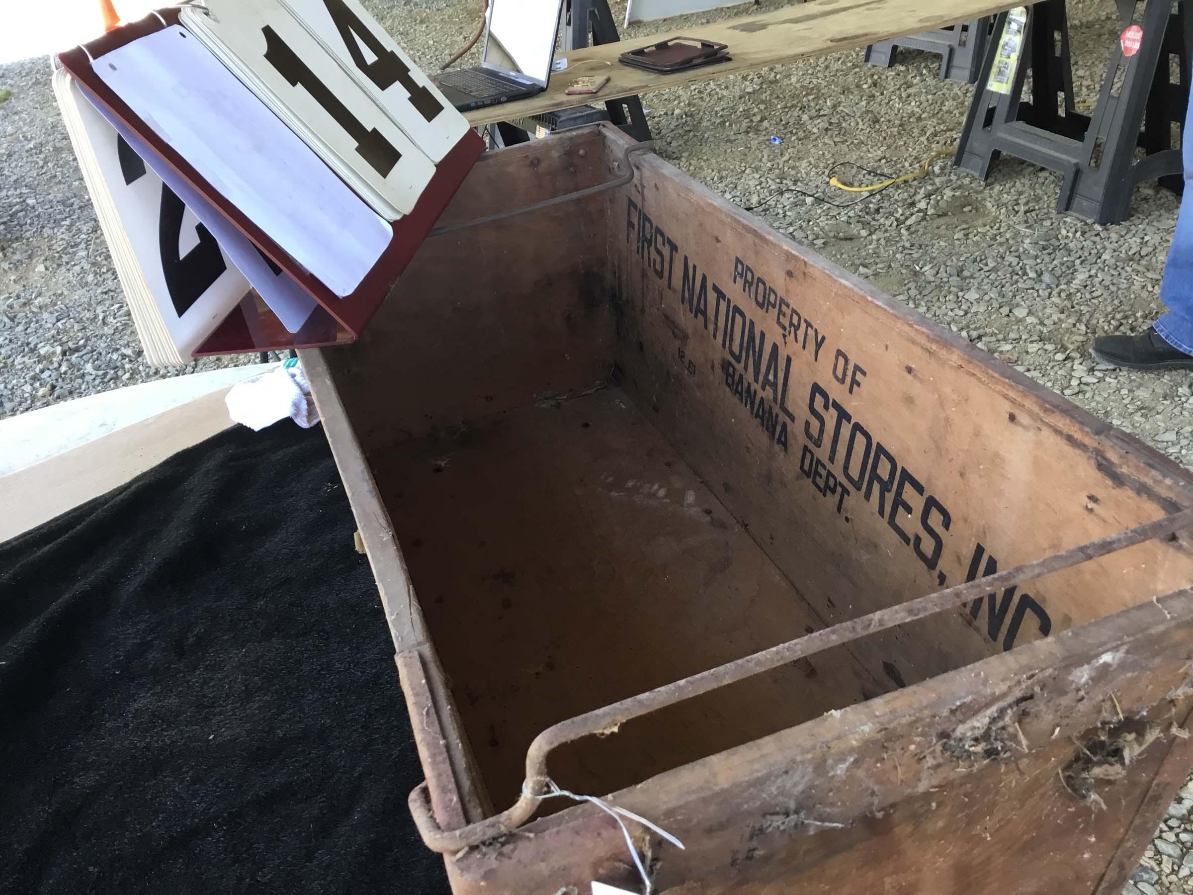 Wooden Box, Stamped Property Of First National Stores Inc. Banana Department, Stamped 12-61