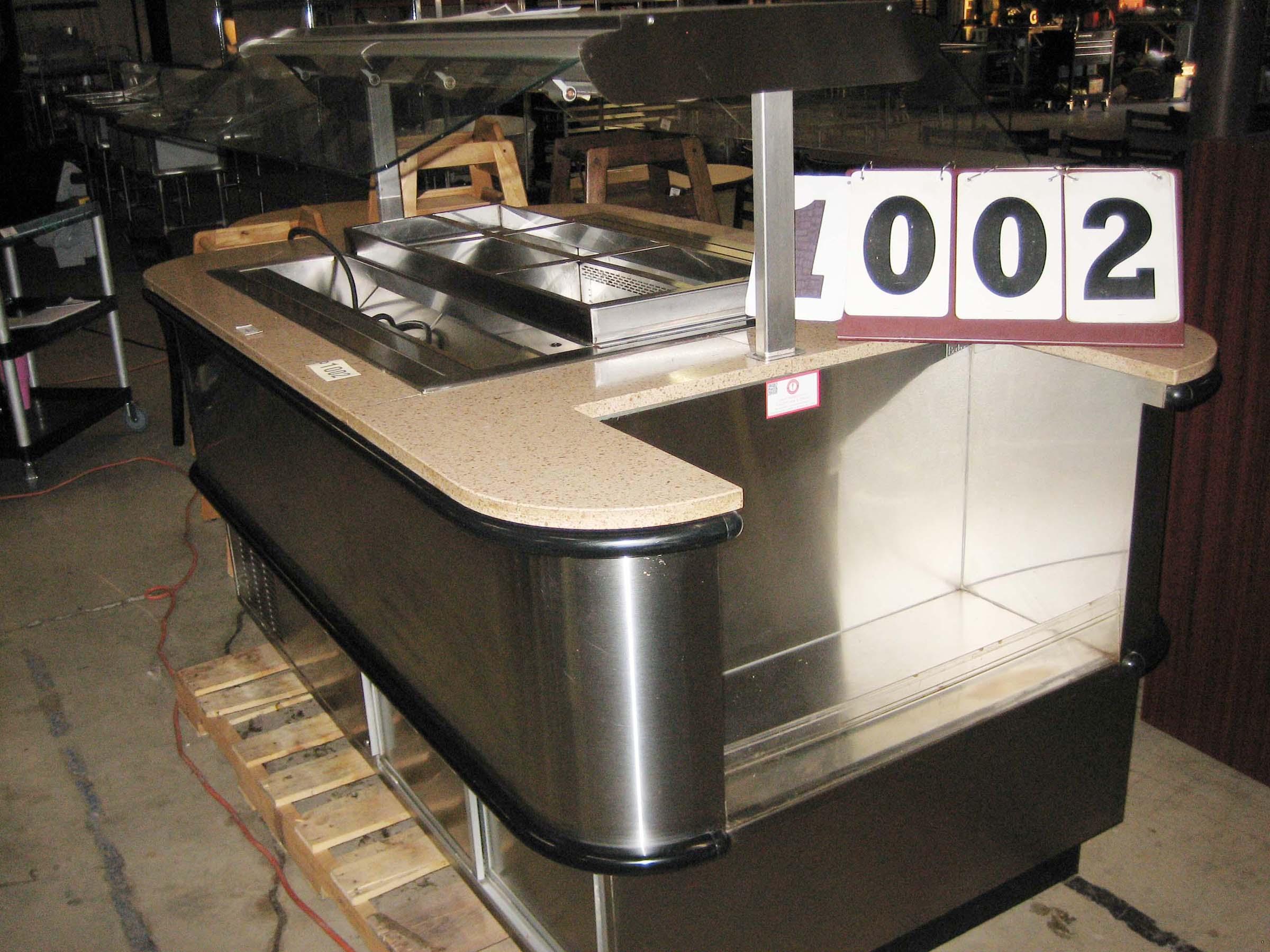 Used Barker 72" 5 Well Cold Bar with Sneeze Guard