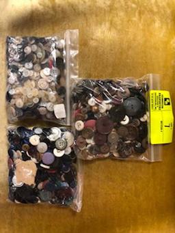 3 Bags of Vintage Buttons