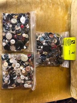 3 Bags of Vintage Buttons