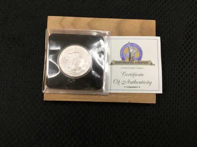 2009 Unites States of America Silver Eagle Fine Silver Dollar, 1 Troy Ounce; Uncirculated; includes