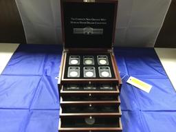 The Complete New Orleans Mint Morgan Silver Dollar Collection in Wood, 5 Drawers, Velvet Lined Displ