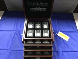 The Complete New Orleans Mint Morgan Silver Dollar Collection in Wood, 5 Drawers, Velvet Lined Displ