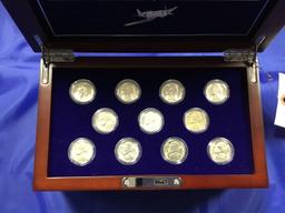 The Complete World War II Uncirculated Silver Nickel Collection in Wood Display Case with Pull Out D