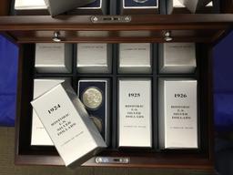 Historic US Silver Half Dollars; 1.5 Troy Oz. Silver, in 2 drawer, velvet lined wood display case (1
