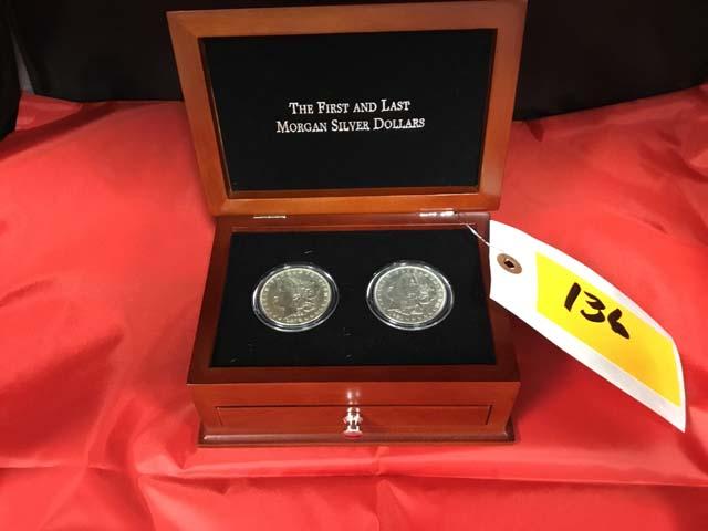 The First and Last Morgan Silver Dollars, 90% Pure Silver, more than 3/4 Oz. Silver in each Coin; co
