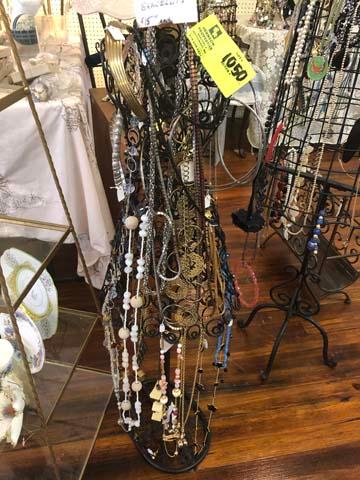 Metal "Lady" Stand, 41" tall, filled with Necklaces (Costume Jewelry)