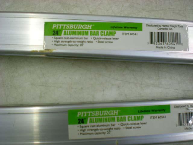 Pair of Pittsburgh 24" aluminum bar clamps 60541