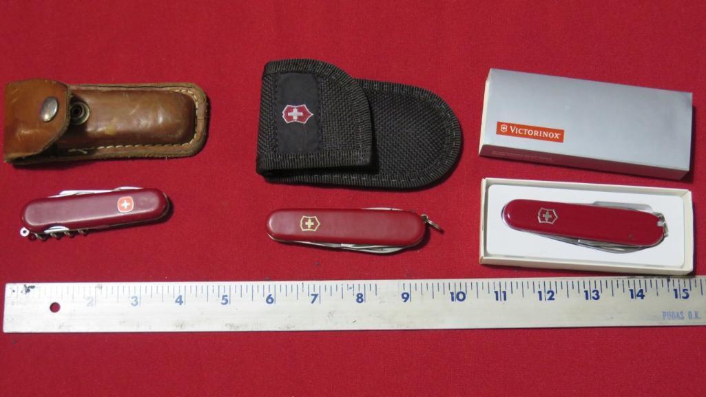 (3) Swiss pocket knives, tag#5645