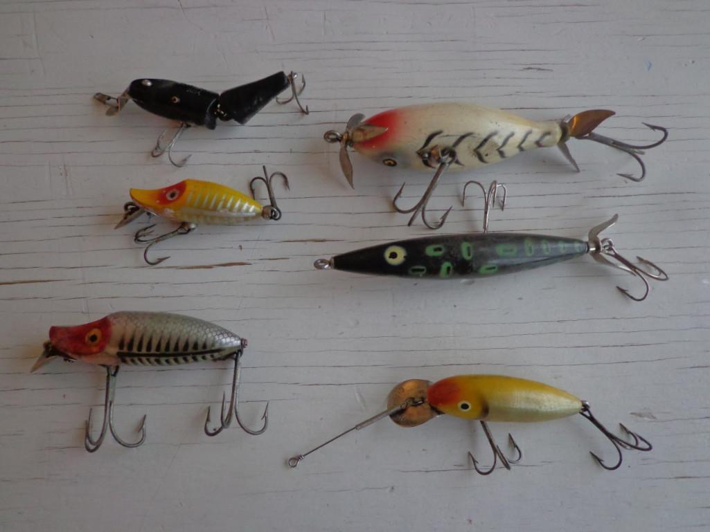 Vintage Fishing Lures and Reel; Lures; LAZZY IKE - 3, KAUTSKY DEEP ICE, PFL