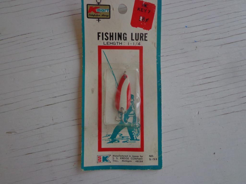 Vintage Fishing Lures and Reel; Lures; LAZZY IKE - 3, KAUTSKY DEEP ICE, PFL