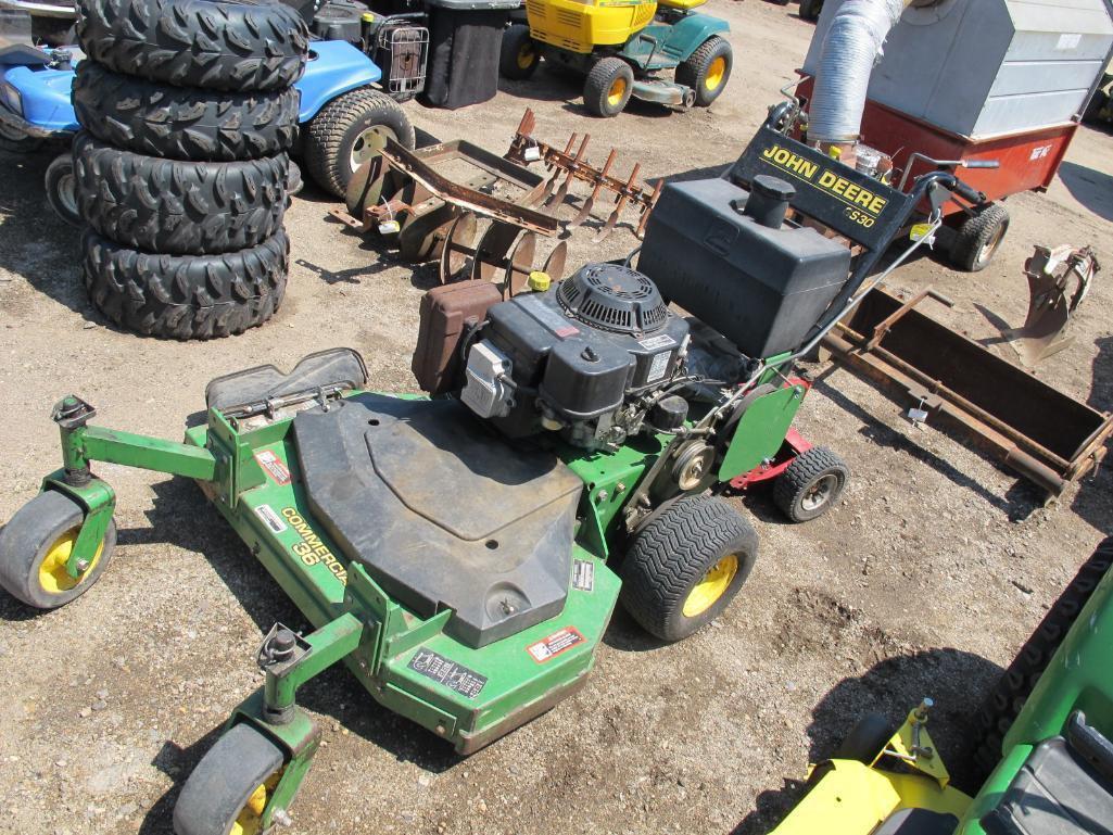 JD 360 walk behind mower-runs, tag#8124