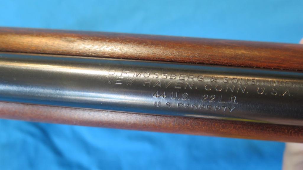 Mossberg 144 .22 bolt, stamped US property , tag#8605