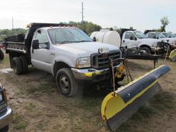 2002 Ford F350 1T 4wd Std Cab Dump 7.3 Diesel, 4x4, Hydro Dump Box, Plow, S