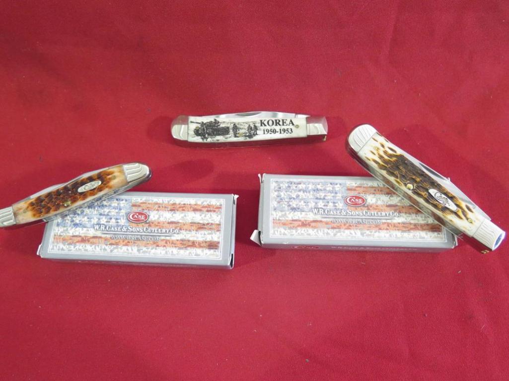 Case Trapper korea trib, no box, Case Muskrat caramel, 41516 and Case Trapp