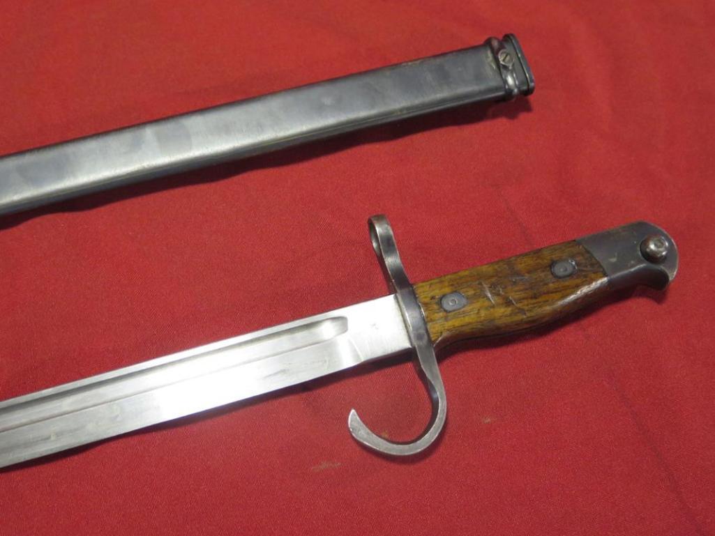 Turkish Mauser 20" bayonet with sheath, tag#6163