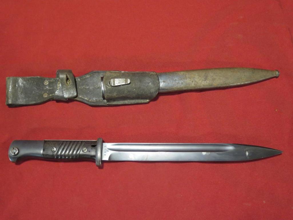 E.Pack & S 15" bayonet with sheath & belt loop, tag#6168