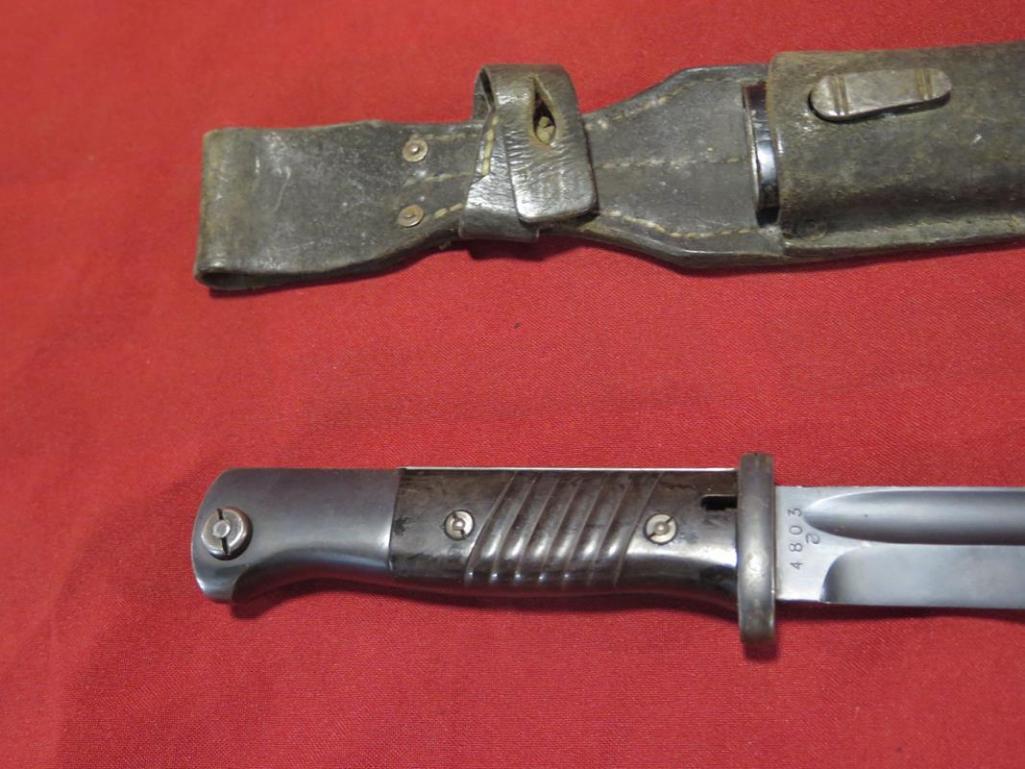 E.Pack & S 15" bayonet with sheath & belt loop, tag#6168