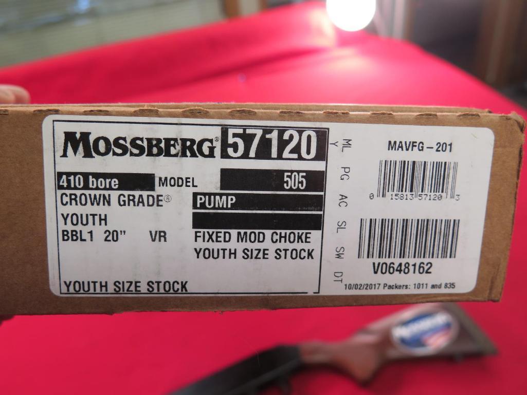 Mossberg 505 410 pump, VR barrel, new in box, tag#1242