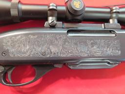Remington 7600 .270win pump, highly engraved, Nikon Buckmaster 4x scope, ta