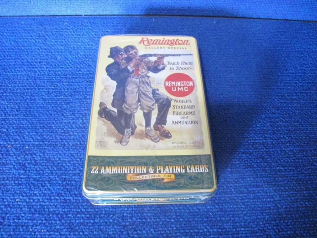 Remington collectible tin 400rds .22LR & playing cards, unopened, tag#6300