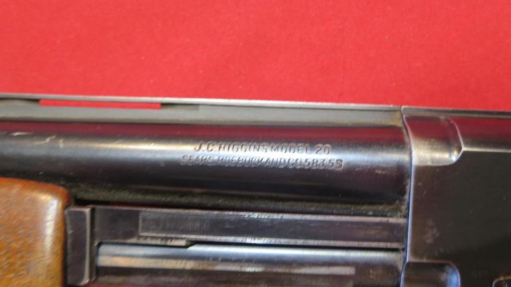 JC Higgins model 20 12ga pump, VR barrel, tag#7544