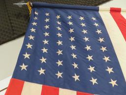 Vintage Large Deluxe 48 Star U.S. Flag with pole~1032