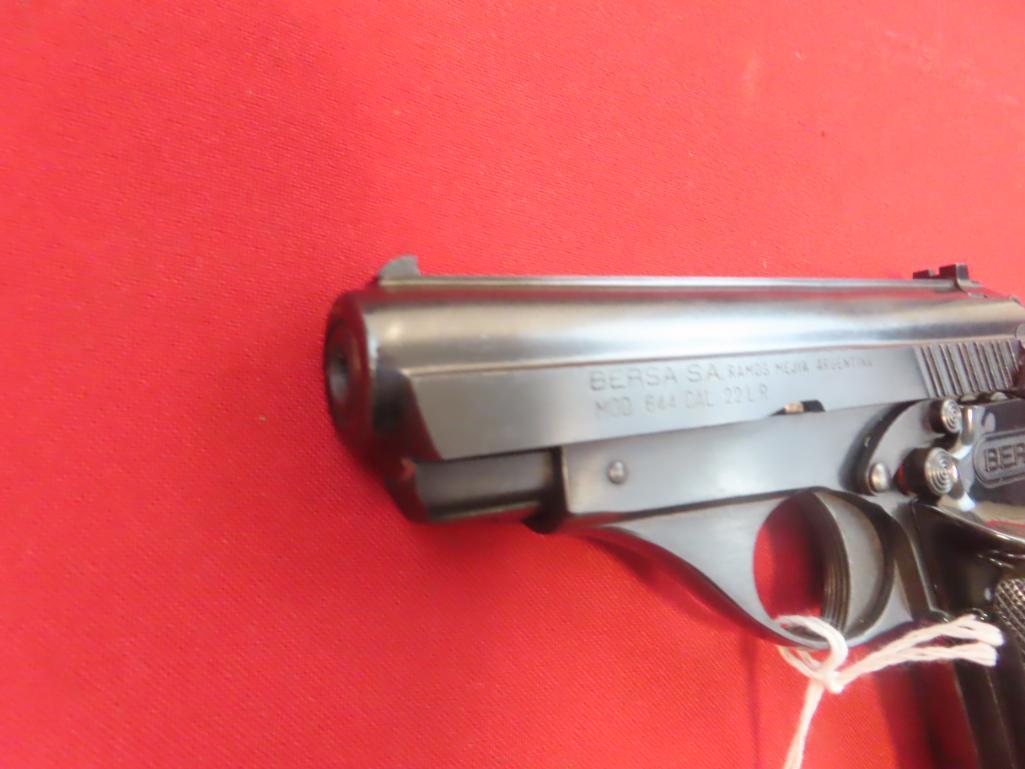 Bersa model 644 .22LR semi auto pistol with soft case, SN 022293(tag#1084)