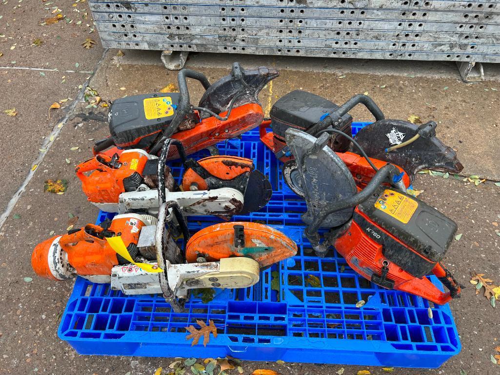 (3) Husqvarna Concrete Saws, Model K970, Model K960 & K760, (2) Stihl TS350 Super Concrete Saws.