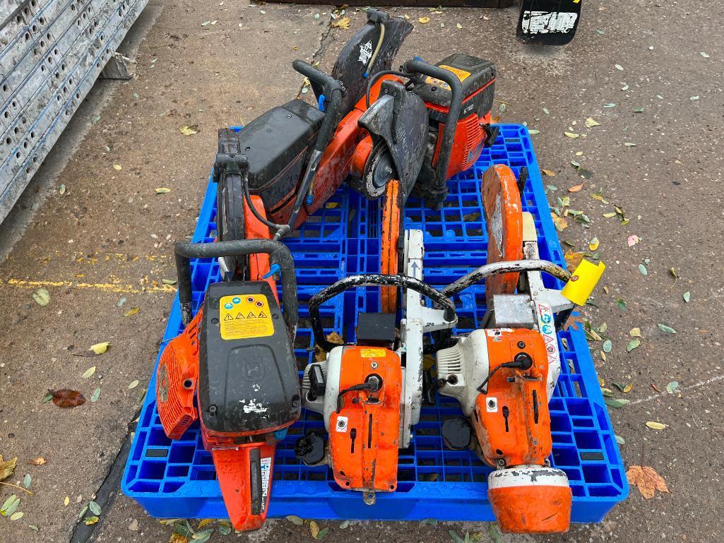 (3) Husqvarna Concrete Saws, Model K970, Model K960 & K760, (2) Stihl TS350 Super Concrete Saws.