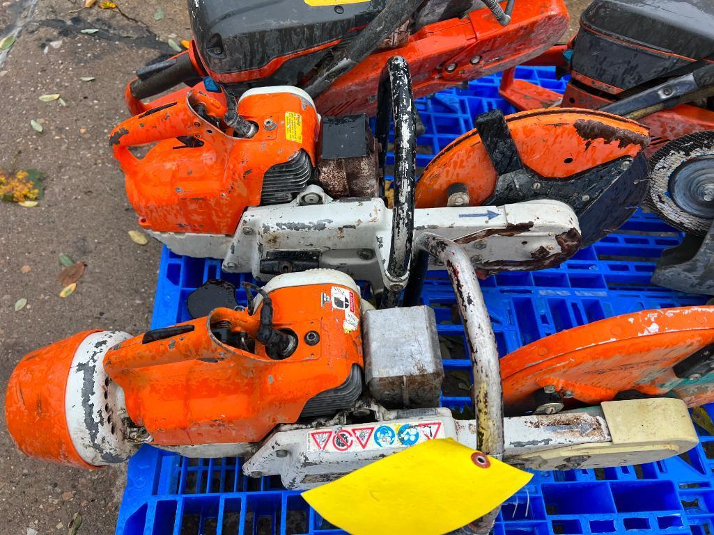 (3) Husqvarna Concrete Saws, Model K970, Model K960 & K760, (2) Stihl TS350 Super Concrete Saws.