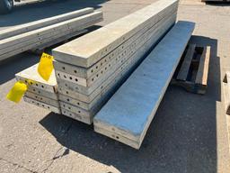 (8) 9" x 9' & (2) 11" x 9' Wall Ties Smooth Aluminum Concrete Forms, 6-12 Hole Pattern. Located in