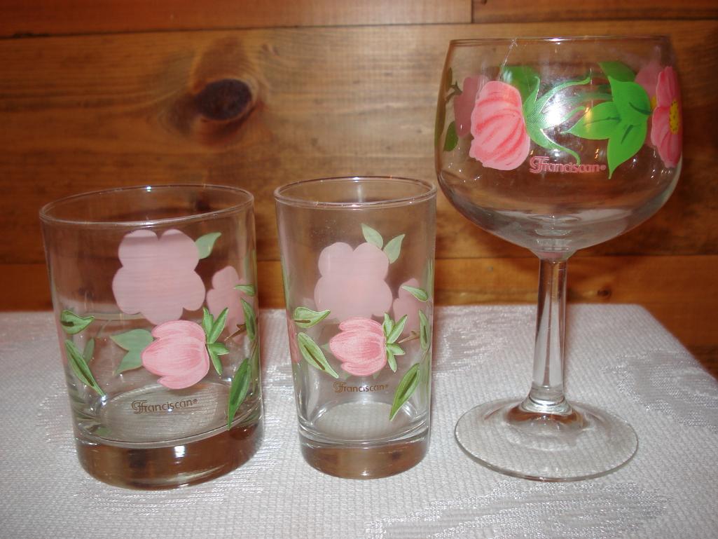 Franciscan Glassware - 19 pieces - Desert Rose