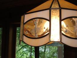 Hanging stained glass bar light