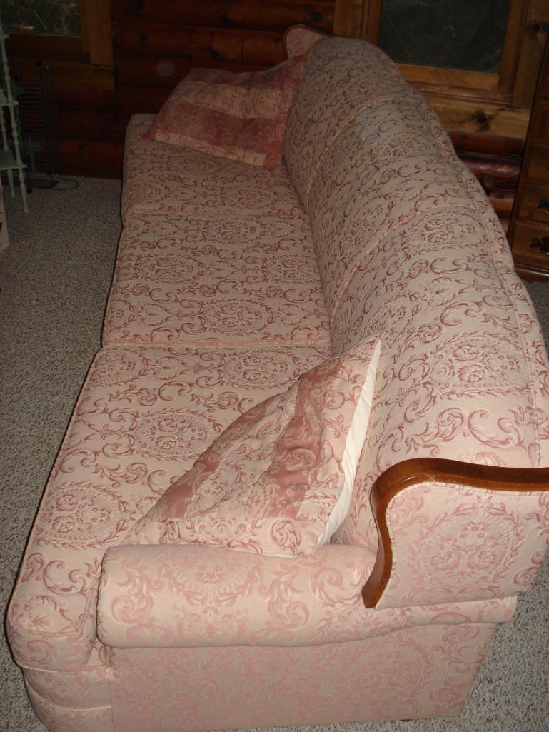 Couch and Matching Ethan Allen Wooden Sitting Chair