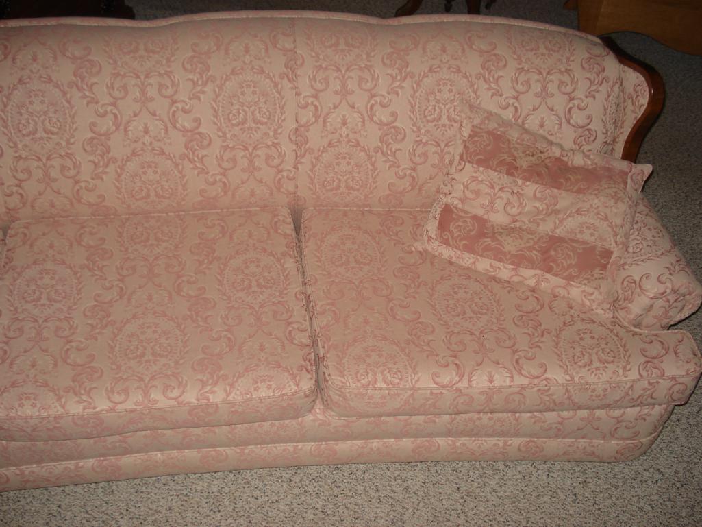 Couch and Matching Ethan Allen Wooden Sitting Chair