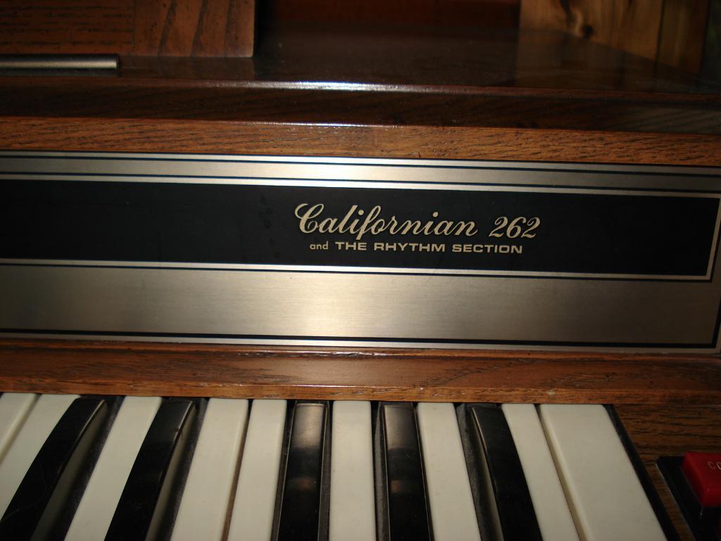 Thomas Californian 262 and Rhythm Section Organ with Bench and Organ Sheet Music/Books