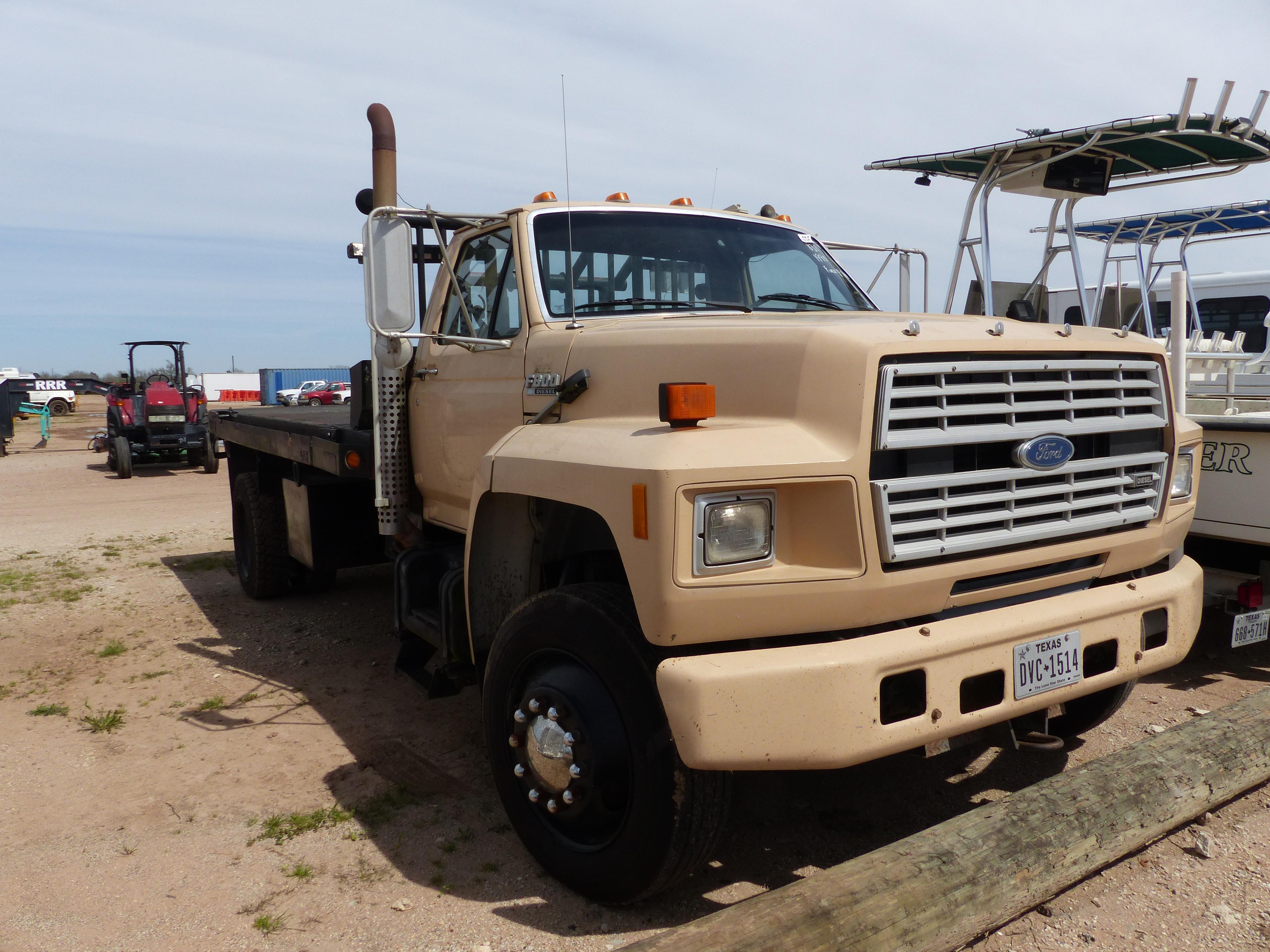 1990 FORD F800 FLATBED WINCH TRUCK