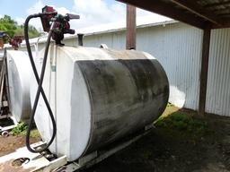 1000 GALLON FUEL TANK ON SKIDS W/TRANSFER PUMP