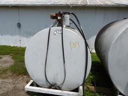 500 GALLON FUEL TANK ON SKIDS W/TRANSFER PUMP