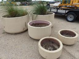 7-MISC SIZE CONCRETE LANDSCAPE POTS