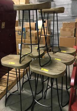 HARDWOOD AND METAL BAR STOOLS 29" H