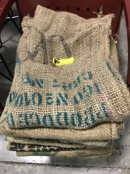 BURLAP COFFEE SACKS, APPROXIMATELY 24" X 38", VARIOUS BRANDS