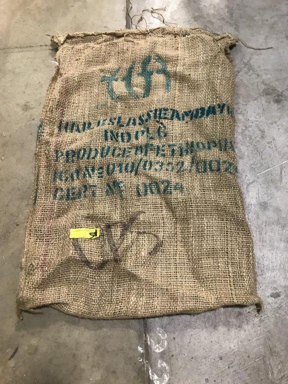 BURLAP COFFEE SACKS, APPROXIMATELY 24" X 38", VARIOUS BRANDS